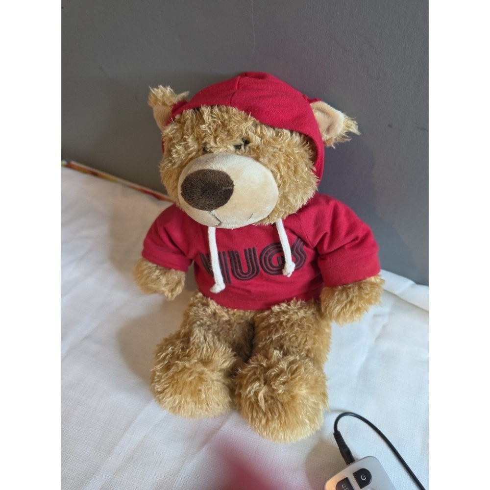 Build-A-Bear Workshop Tan Plush Teddy Bear Red Hugs Hoodie Sweatshirt Toy